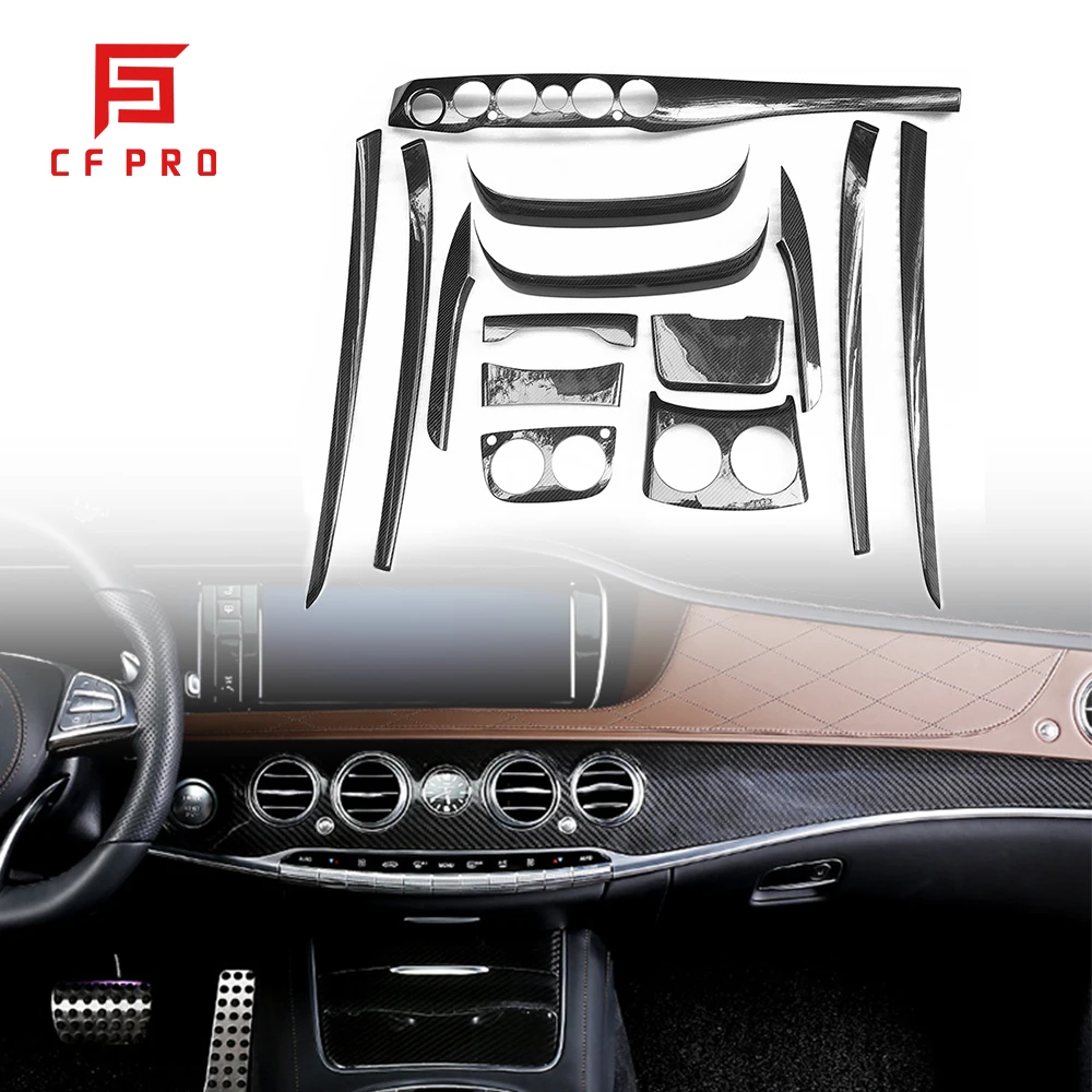 W222 Carbon Fiber Interior Trim Dashboard Trim Console Cover Door InteriorsFor Mercedes Benz W222 S Class Sedan