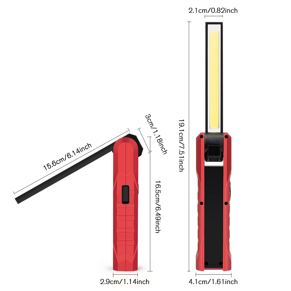 Portable LED COB Work Light USB Rechargeable Flashlight Magnetic Torch Flexible Inspection Hand Lamp Worklight Outdoor Spotlight