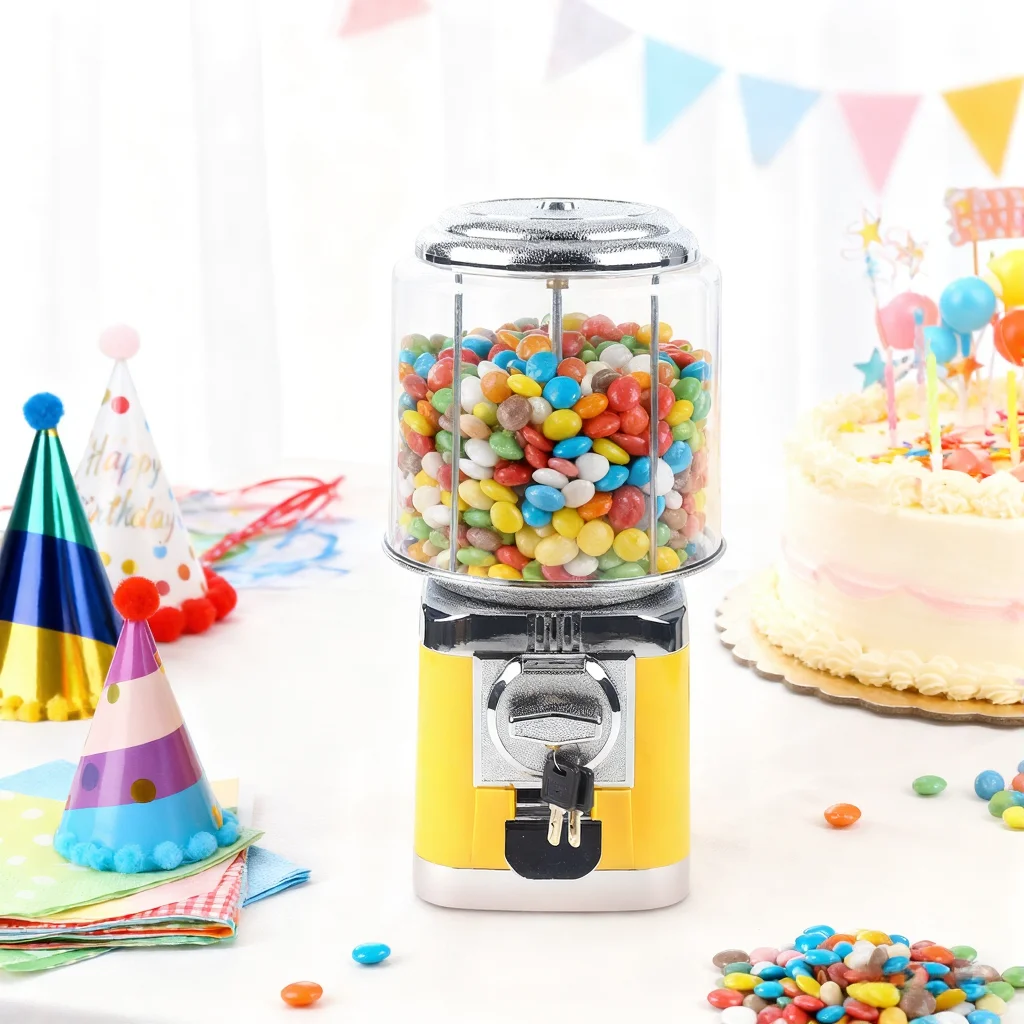 

25 Cent Coin-Operated Candy Machine Yellow 200pcs Capacity Adjustable Ring for Home Game Halls Retail Stores