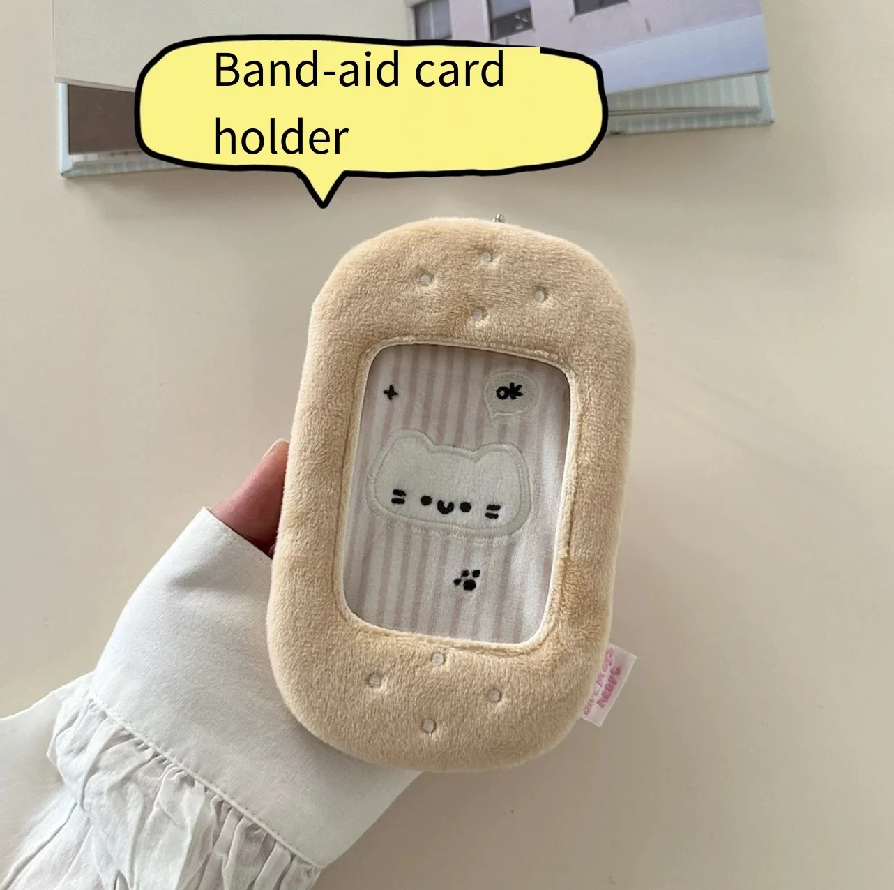 Kawaii Original Cat bandage Kpop Photocard Holder Plush card holder Idol schoolbag pendant School Stationery