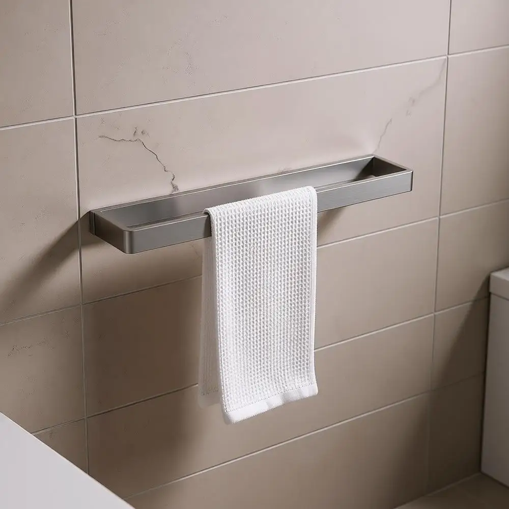 

4-Piece Brushed Nickel Bathroom Hardware Set - Wall Mounted Stainless Steel Towel Bar & Racks