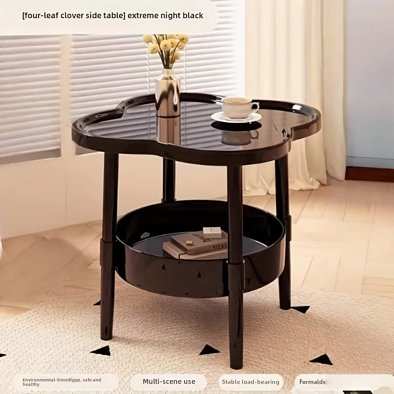 Elegant 2-Tier Round Side Table, Curved Storage Shelves, Modern Nightstand for Living Room, Mother's Day Gift image 6