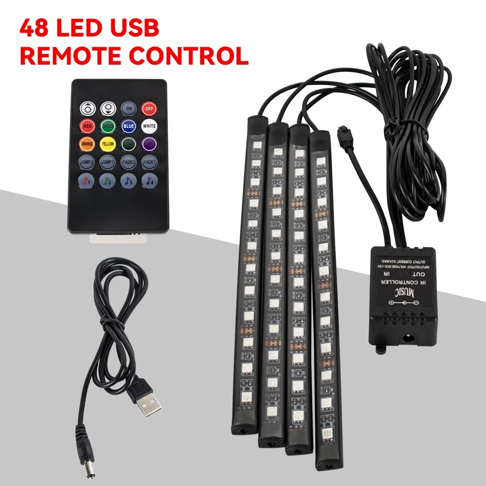 Neon 36 48 72 LED Auto-interieur Omgevingsvoetlicht Draadloze afstandsbediening Muziek APP Controle Auto RGB Sfeer Decoratieve lamp
