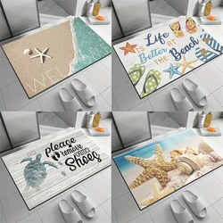 Beach Print Bath Super Absorbent Shower Door Mats Non Slip Kitchen Entrance Rugs Diatom Mud Carpet for Home Bedroom Decoration