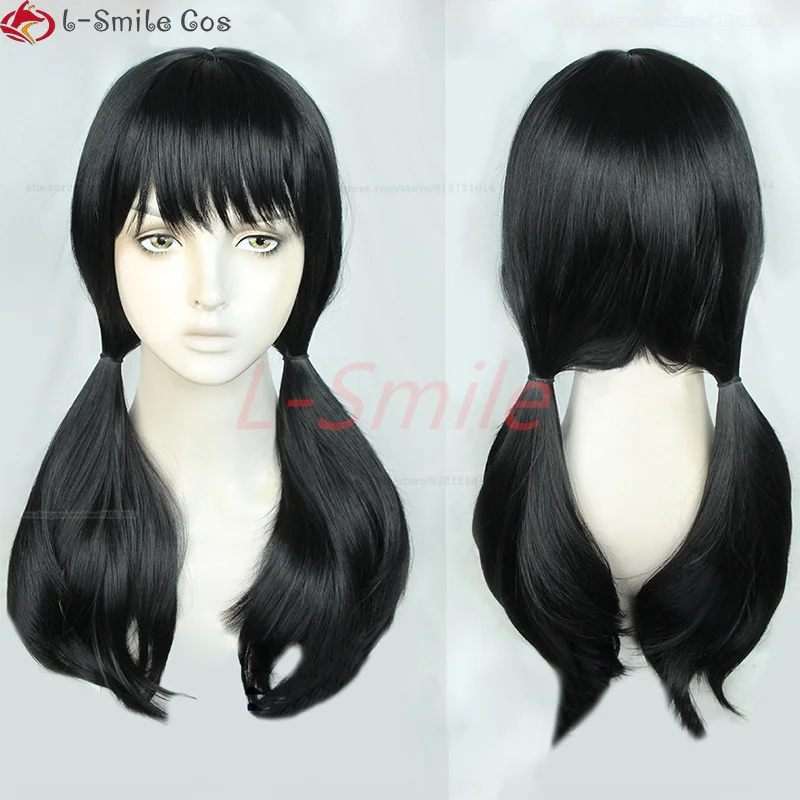 Mitaka Asa Cosplay Wig para mulheres, tipo 2, longa, peruca preta, cabelo sintético, resistente ao calor, adereços, boné