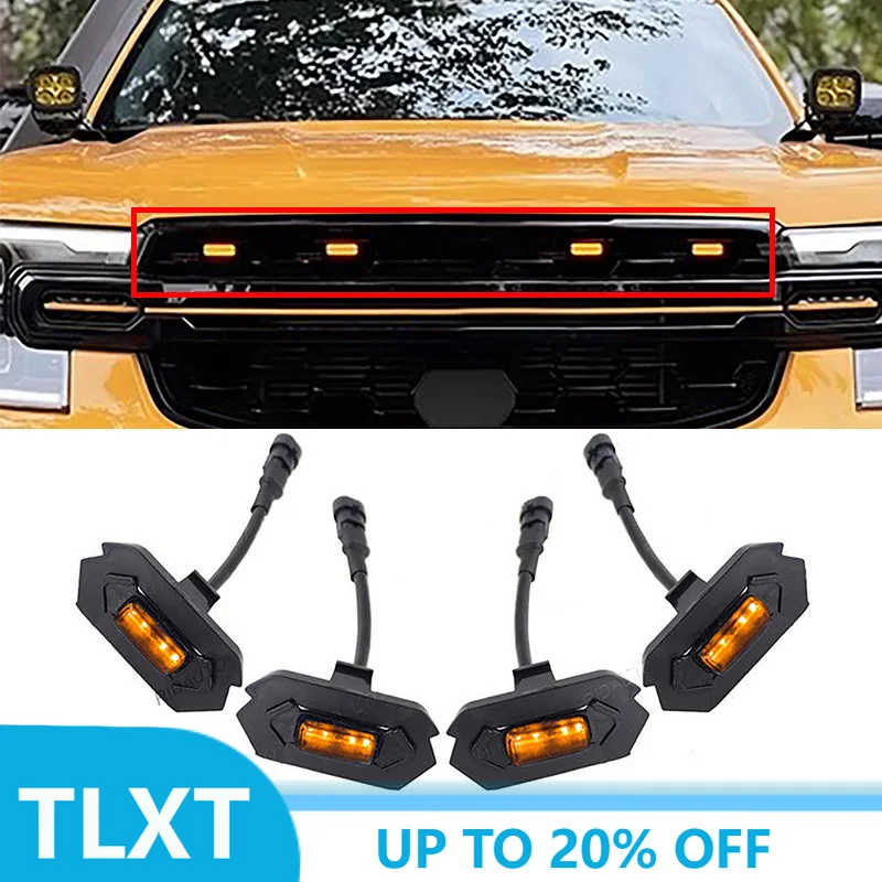 

Комплект из 4 светодиодных фар для решетки радиатора Ford RANGER T9 2023-2024, модифицированные дневные ходовые огни/противотуманные фары с проводкой