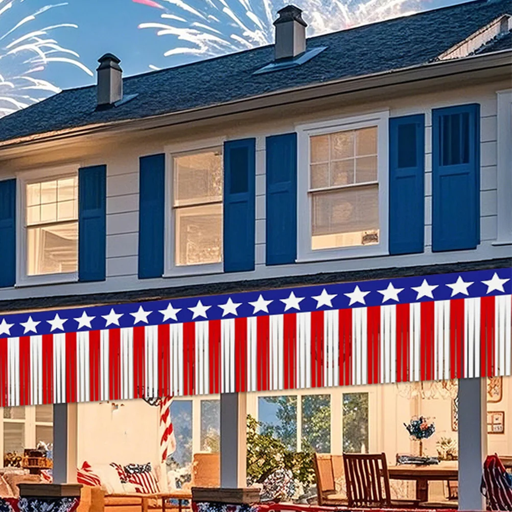 Red White Blue Pet Tinsel Fringe Garland 1Set Independence Day Patriotic Decor Adjustable Length Banner Patriotic Ornaments