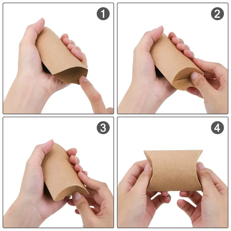 50/100PCS Pillow Candy Paper Box Kraft Paper Packaging Box Used For Candy Jewelry Gifts Wedding Party Decorations Equipped
