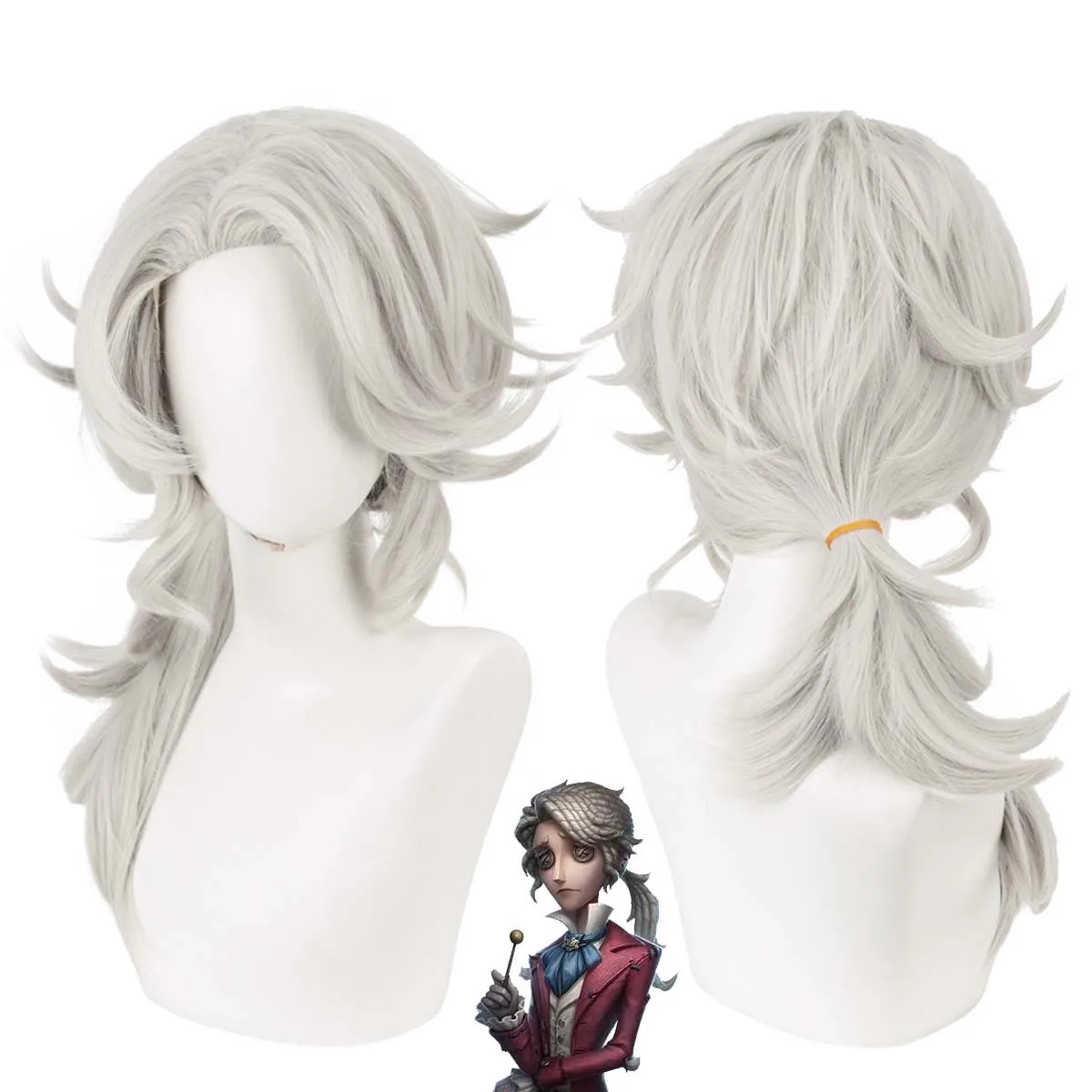 Game Identity V Componist Fiona Gilman Priestess Lichtcrème grijze paardenstaartpruik