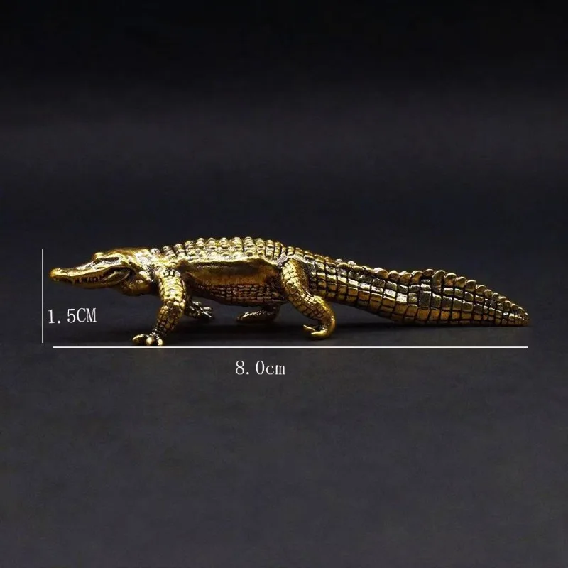 1PC Brass Alligator Statue Animal Statue Tea Companion Bonsai Ornament Metal Craft Artwork Copper Crocodile Miniature Decoration