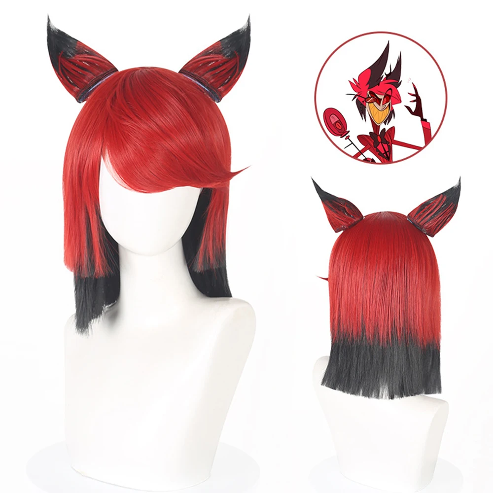 Anime Alastor Hazbin Cosplay Costume Wig Hotel Alastor Cosplay Clothes Uniform Red Suits Adult Halloween Costumes for Men Women