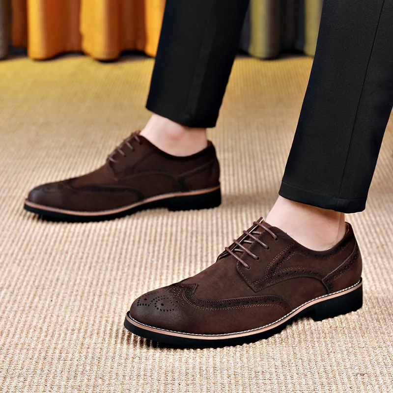 Brock Men's Shoes New Autumn British-style Casual Shoes for Formal Wear and Retro Suede Leather Small Leather Shoes for Men