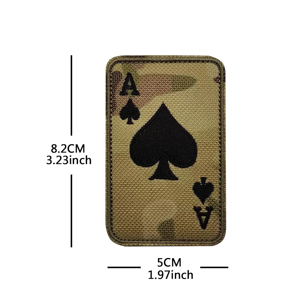 Tactical army green poker spades A Badge Hook and loop Embroidered patch for decorating clothes, backpack and hat,gift