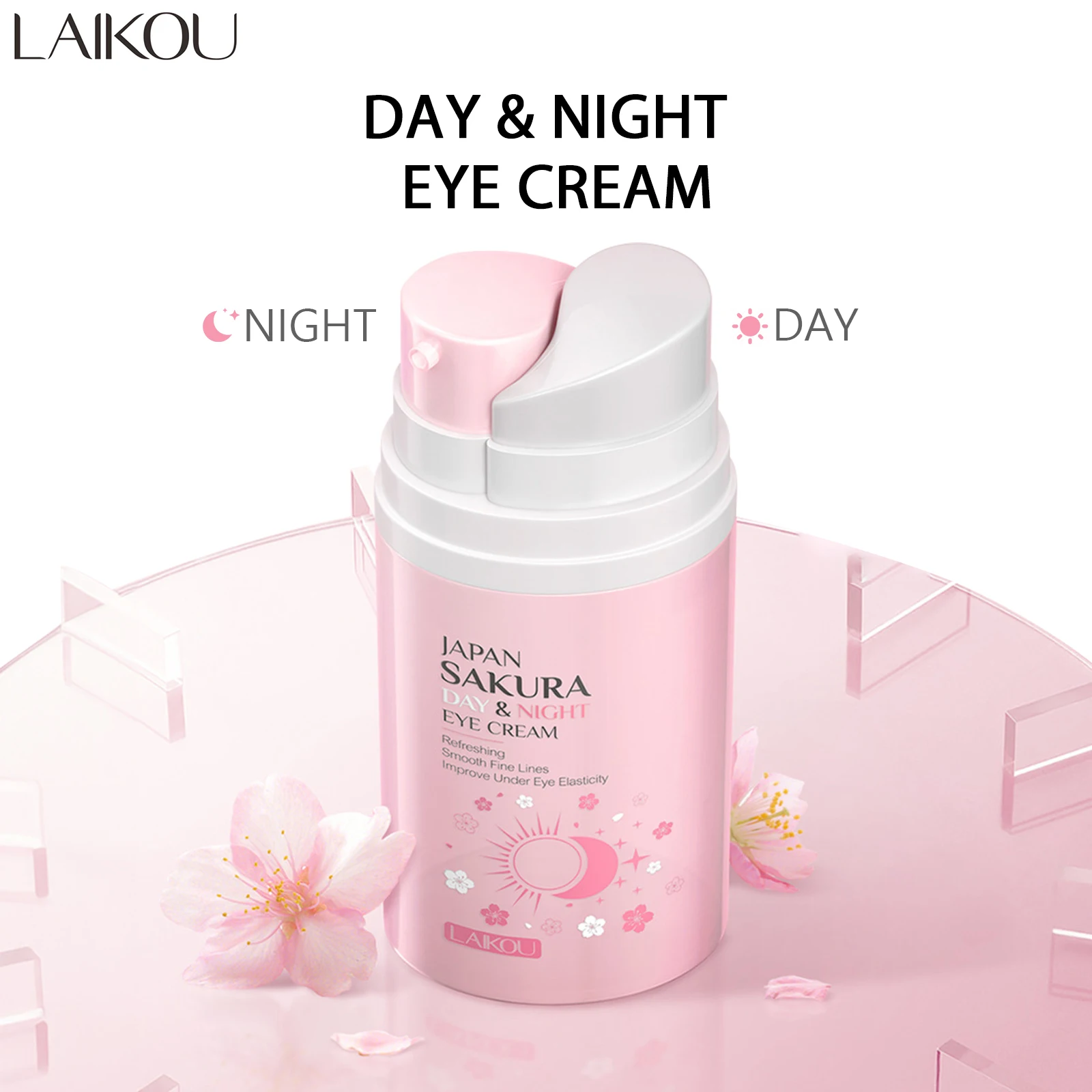LAIKOU Sakura Eye Cream 20g Dark Circles Anti Eye Bags Day and Night Moisturizing Eye Serum Refreshing Firming Eyes Skin Care