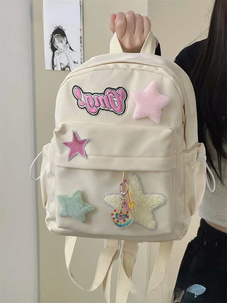 Mini Backpack for Women Japanese Cute Dopamine Star Girls Shoulder Bag Fashion Canvas Lightweight Backpacks Mochilas Para Mujer