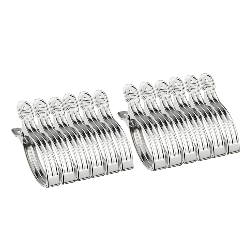 

12pcs Stainless Steel Quilt Clips Windproof Clothes Clamps Large Metal Clips Sturdy Corrosion Resistant Smooth Surface For Home