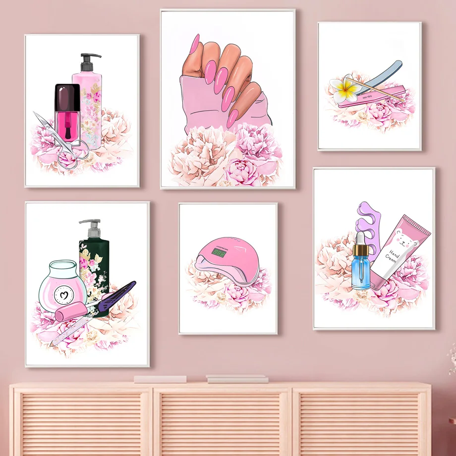 

Nail Salon Studio Gallery fashion Poster Luxury Long Nail Wall Art Print Canvas Painting Beauty Decor Pictures For Living Room