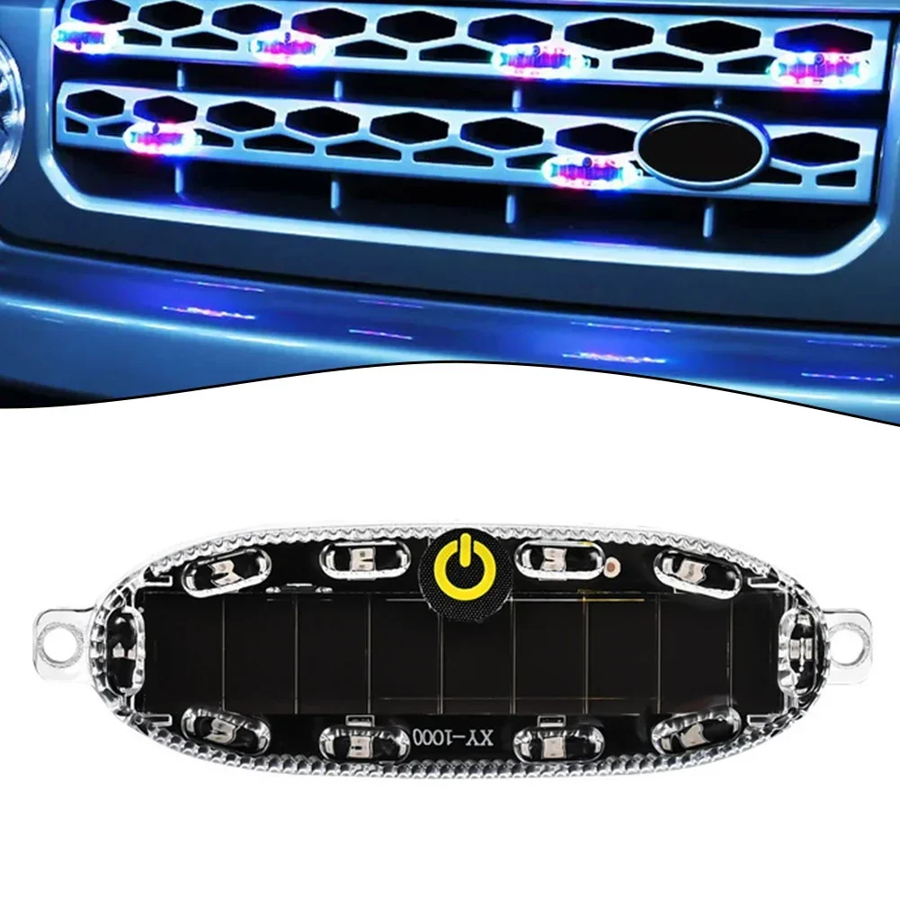 Solar Car Strobe Light Light Motorcycle Car RV Truck Bike Brake Taillight Strobe 90*28*14mm PC RGB Colors IP67 Waterproof