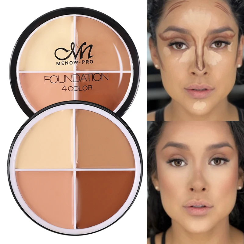 4-farbe Concealer Foundation Creme Wasserdicht Langlebige Abdeckung Tiefe Teint Akne Poren Creme Schattierung Highlighter Gesicht Make-Up