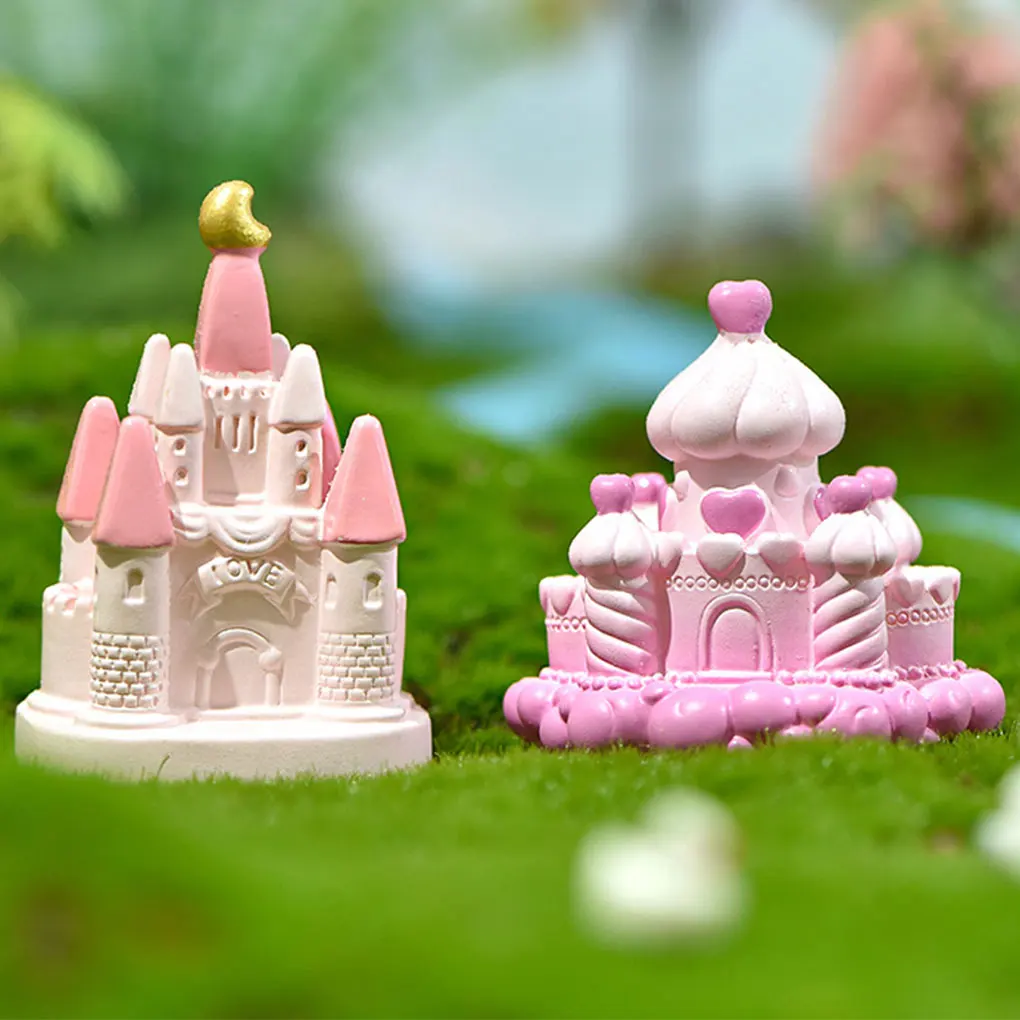 Castle Decoration Pink Fantasy Fairy Tale Resin Crafts Ornament Landscape Gardening Miniature Model Accessories Clouds