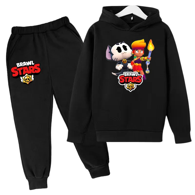 Crianças Anime Game Print Top e Calças Set, 2P Hoodie, moletom, casaco, casaco, casual, bonito, moda, meninos, meninas, criança, 3-12Y