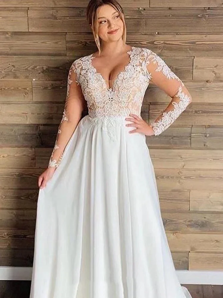 

Custom 2025 Sexy Elegant V-Neck Lace Embellished Top Silk Lower Backless Design Princess Wedding Dress for Women