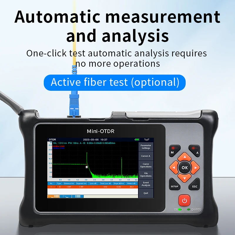 KP800 Optical Time Domain Reflectometer 100KM OTDR Support Active Fiber Live Testing Fiber Optic Cable Tester Built-in OPM VFL