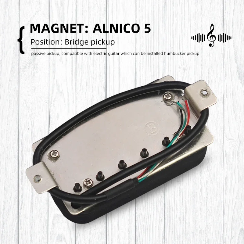 Alnico V Electric Guitar Humbucker Blade/Hex Screw Adjusting Pickup with 4-Conduct Cable Coil Splitting Bridge 52MM 16.6K