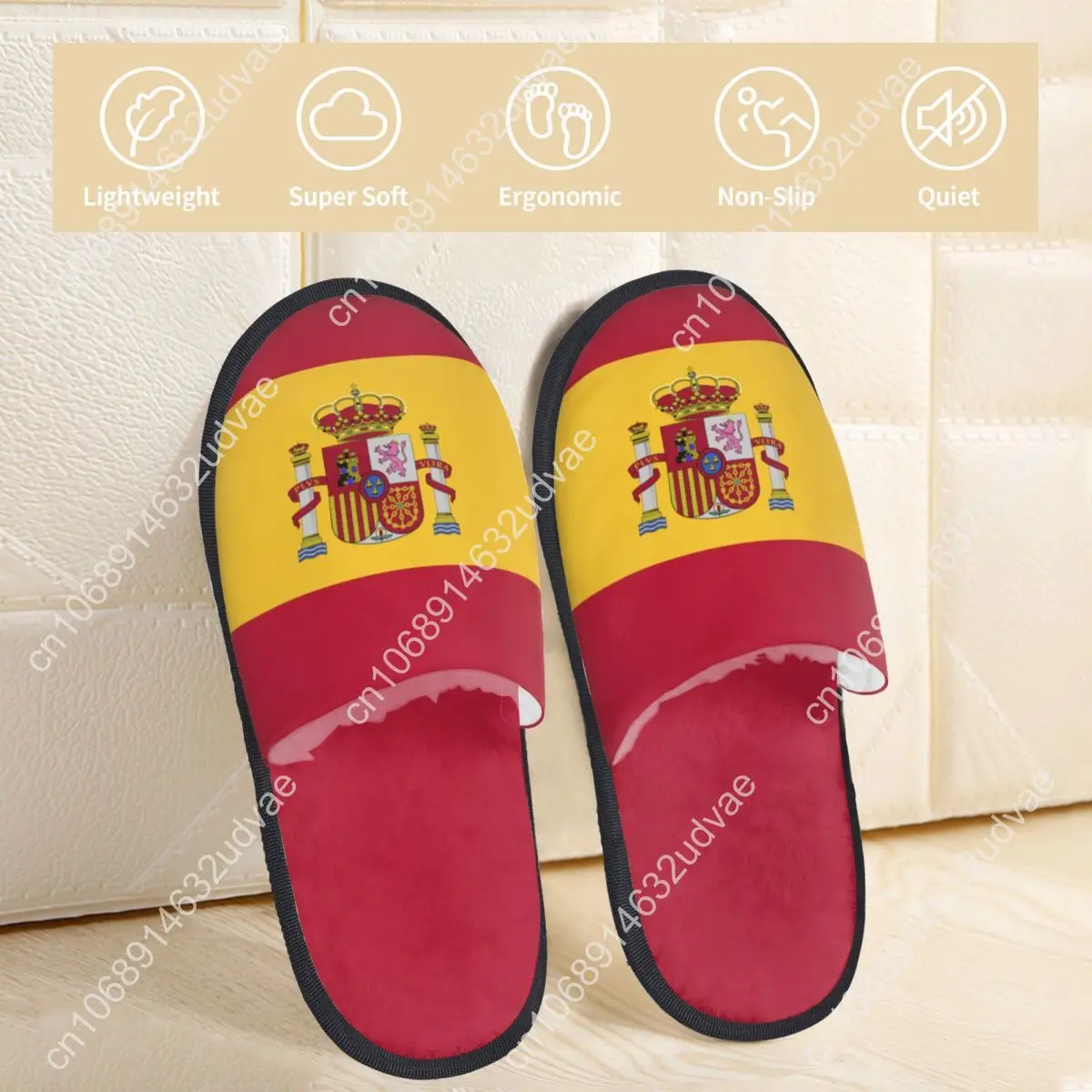 Indoor Spain Flag Warm Slippers Winter Home Plush Slippers Fashion Home Soft Fluffy Slippers