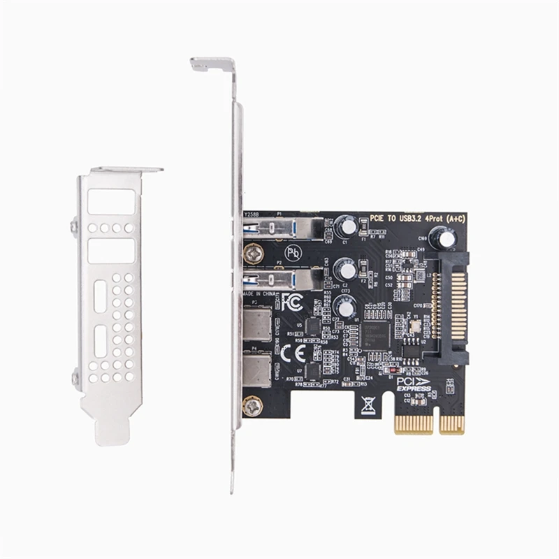 Top-Type C USB 3.2 Gen1 5Gbps PCIE Card Adapter PCI Express Board 2Xusb A Port+2Xtype-C Port/USB3.2 PCI-E Expansion Card