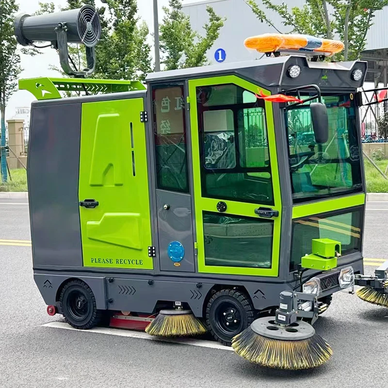 Four Wheel Steering Road Sweeping Machine Widely Using Full Closed Ride On Street Sweeper Tricycle Road Sweeper Machine Price