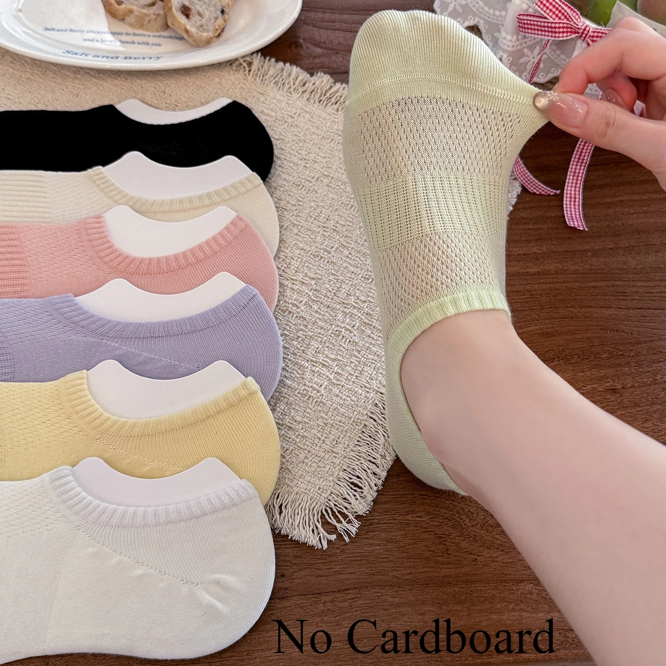 3 Paar Damen-Sommersocken, einfarbig, dünnes Netz, atmungsaktive Baumwolle, unsichtbare Socken für Mädchen, lässig, einfach, hochwertige Bootssocken