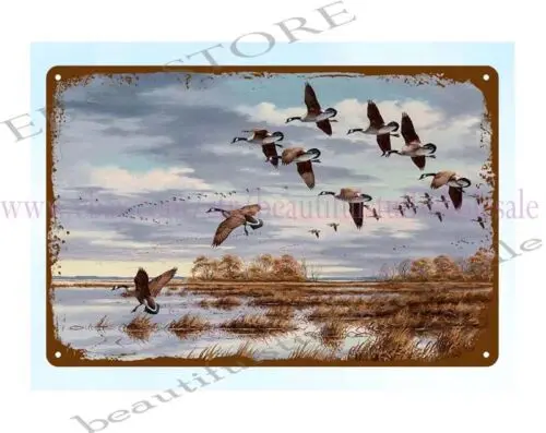 mallard duck Back to the Marsh hunting art metal tin sign indoor wall hanging