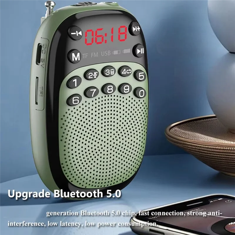 Abmf-mini bolso rádio fm portátil dsp rádios sem fio bluetooth alto-falante gravação interna & externa tf usb leitor de música a