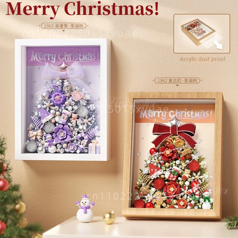 

New Christmas Building Blocks Christmas Tree Picture Frame 3D Desktop Decorations Particle Assembly Model Toys Christmas Gifts