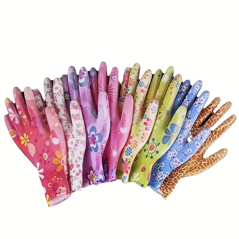 8/12/18 Pieces Women's Gloves, Breathable All-Season Nylon Gloves, Multi-Functional Printed Gloves, One Size Random Color