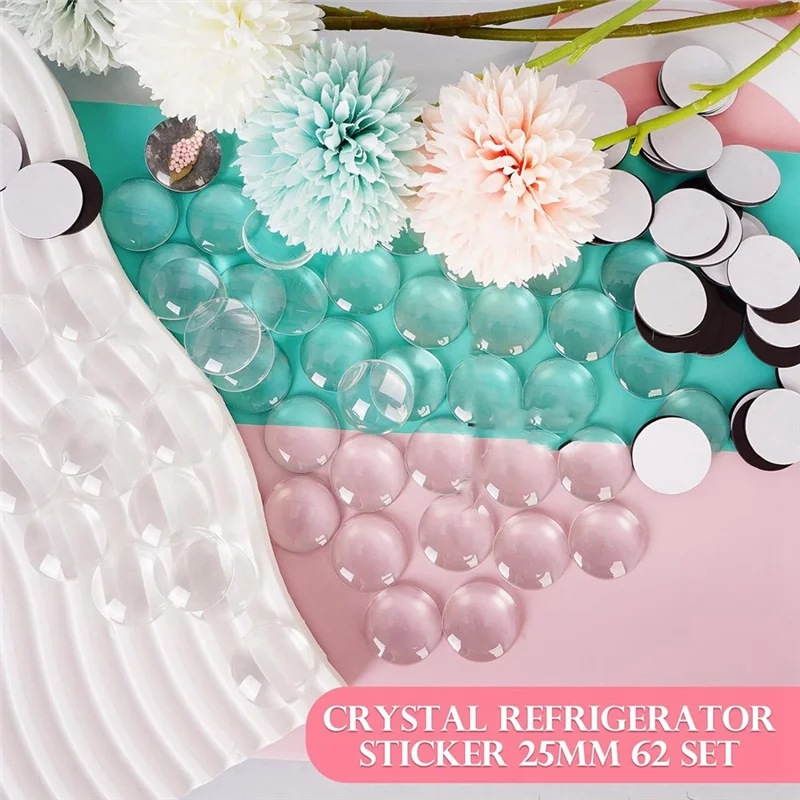 

AY03-124Pcs Craft Magnets Glass W Adhesive Backing And Transparent Clear Glass Cabochons DIY Craft Fridge Magnets Sticker