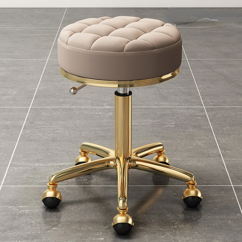 Vintage Fashion Swivel Stool Barber Shop Bench Golden Hairdressing Chair Massage Clinic Office Home Seat Cadeira Salon Furniture