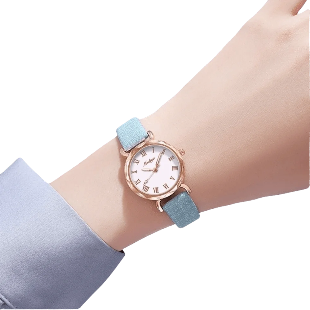 New Leather Strap Watches for Women Circular Precise Wrist Watches Water Resistant Elegant Quartz Watch Female Gifts