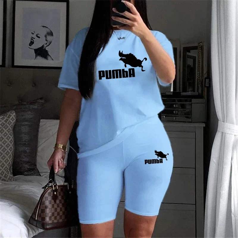 Tracksuit Two Piece Set for Women Ladies Woman Clothing Casual O-Neck T-Shirts Shorts Short Sleeve Summer Matching Sets Women\'s