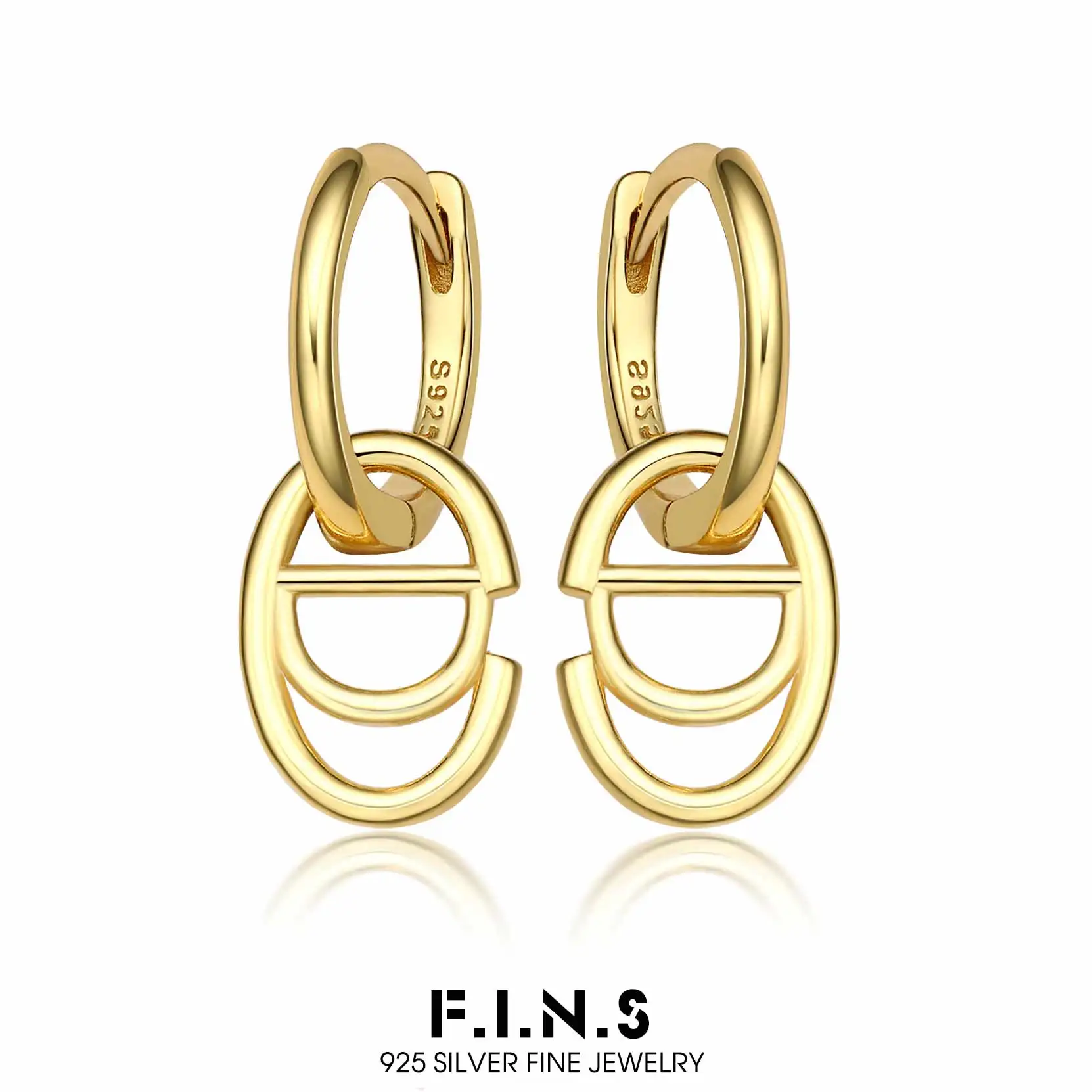 

F.I.N.S S925 Sterling Silver Letter Drop Earrings Elegant Minimalist Aesthetic Oval Geometric Ear Hoop Fine Jewelry Anti Allergy