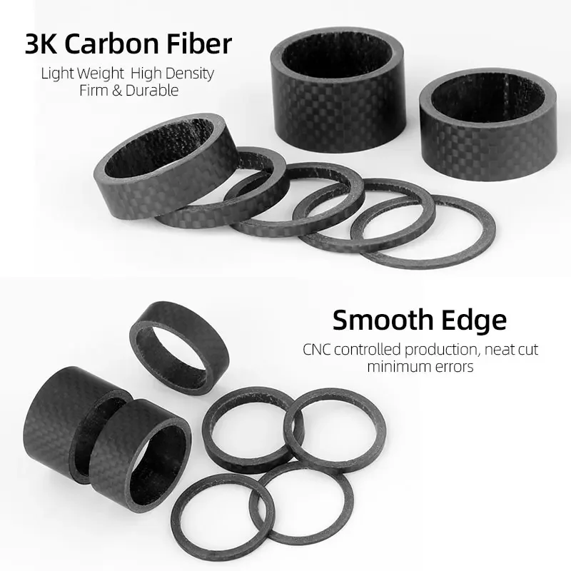 28.6mm Matte Carbon Fiber Spacers for 1-1/8\