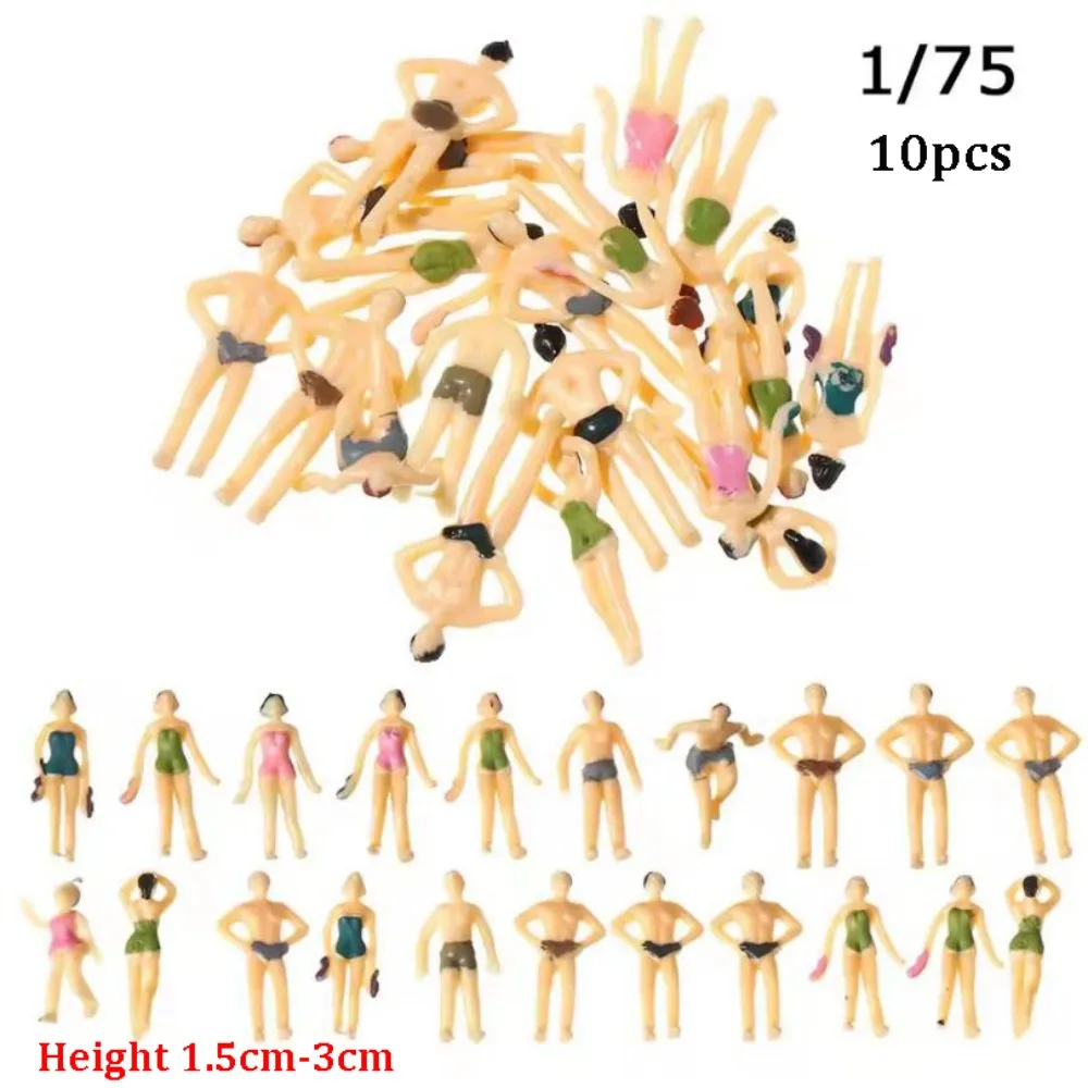 10Pcs Miniature Different Poses Colorful 1:100/1:150/1/200/1:75/1:50 Scale Swimming Figures Model Plastic Trains Beach Scenery