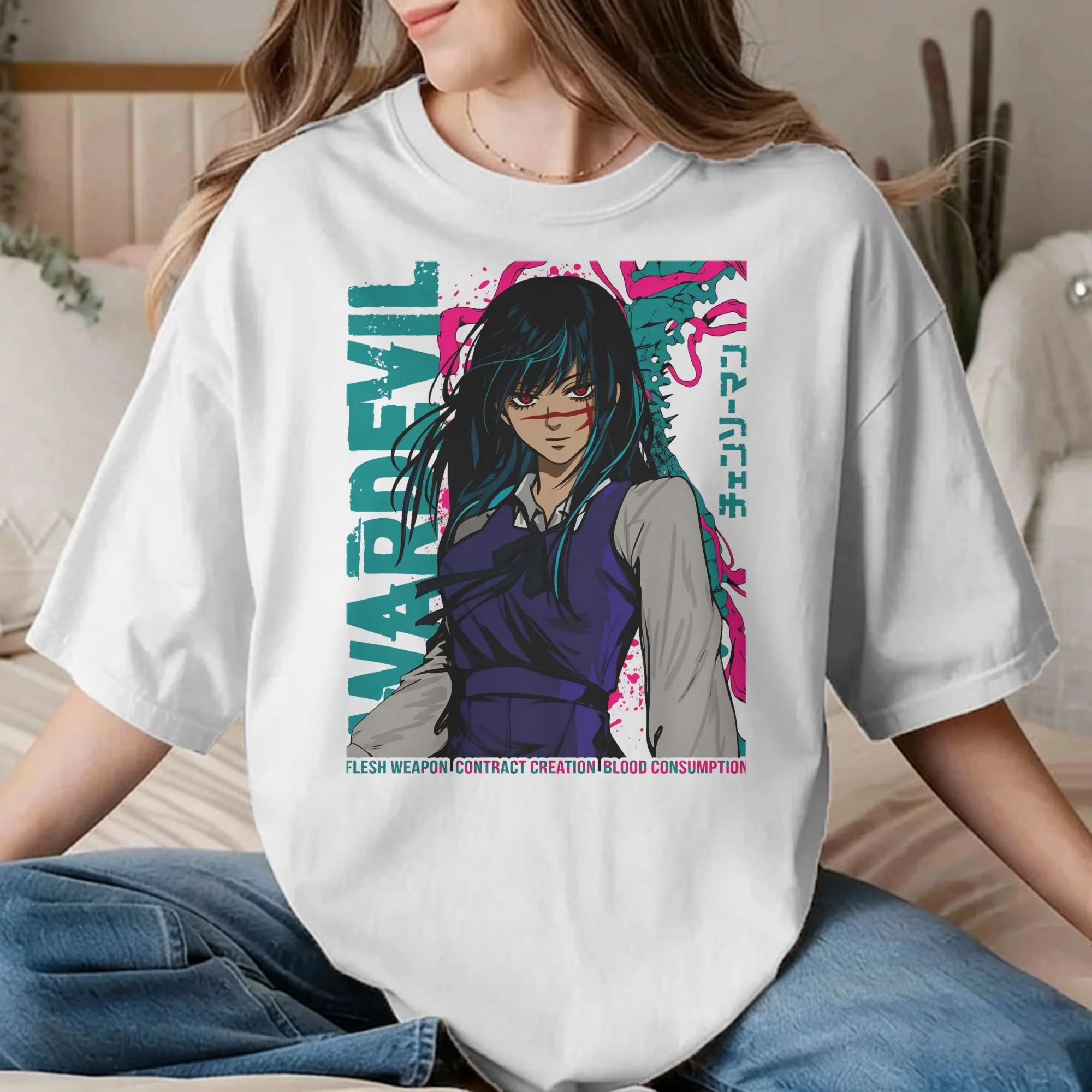 Novelty Yoru Chainsaw Man War Devil T-Shirts for Men Women Pure Cotton T Shirt Japanese Manga Tee Shirt Gift Idea Clothing