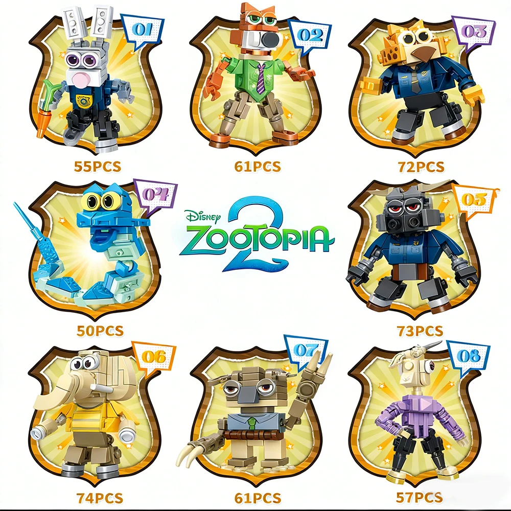 حار بيع Zootopia 2 صندوق أعمى الجسيمات تجميعها اللبنات التعليمية دمى هدايا الأطفال لغز بناء لعبة المكعبات