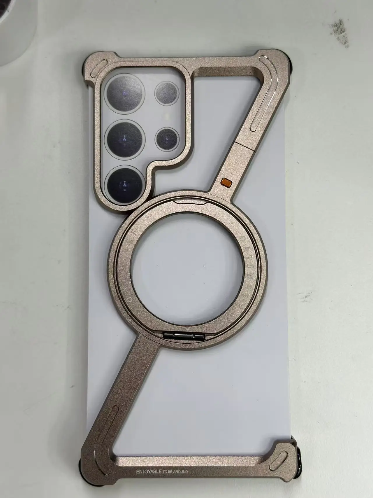 

Z Shape Titanium Metal Phone Case for Samsang Galaxy S24 S25 Ultra S24Plus Phone Bumper w/ 360° Magnetic Rotation Holder