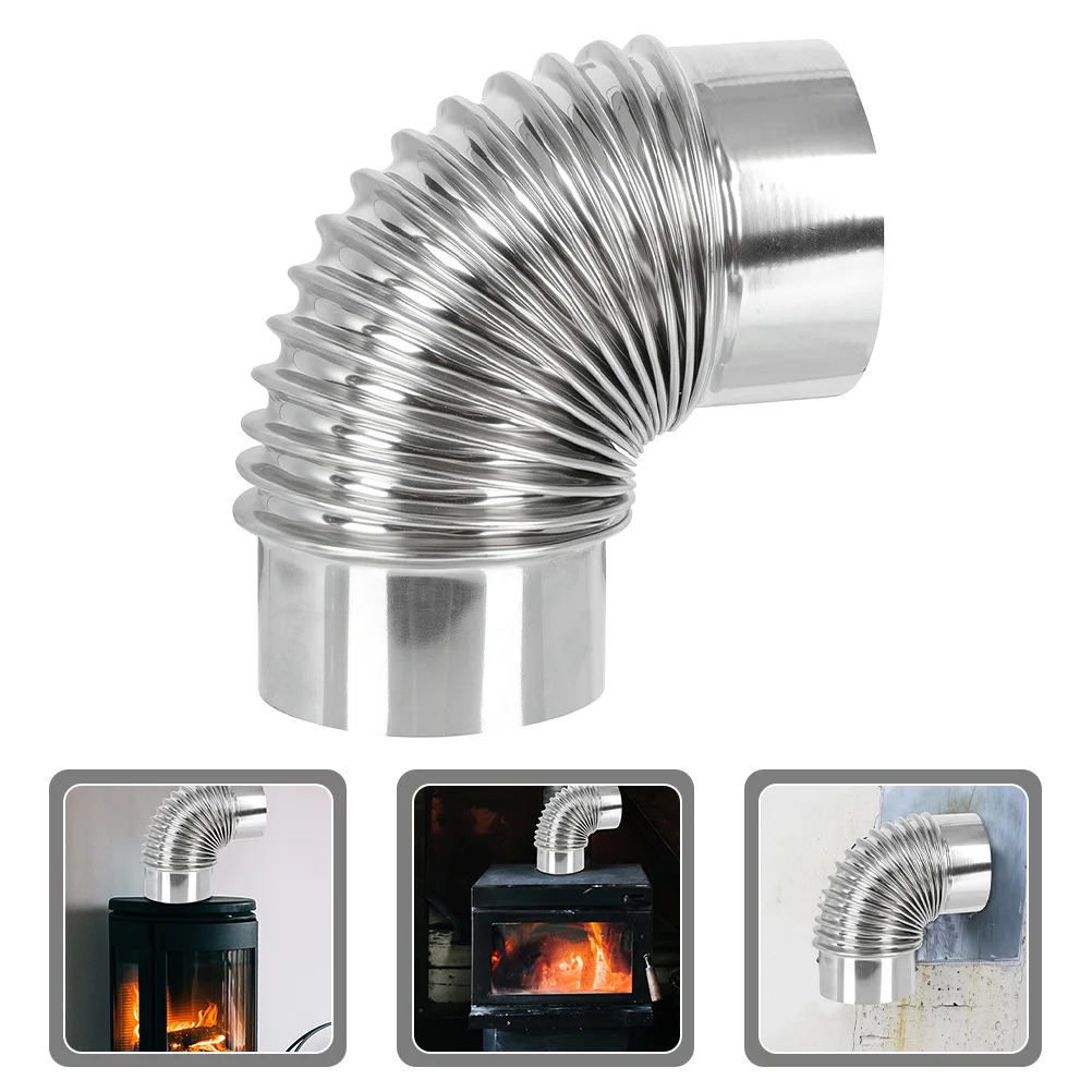 Firewood Heating Stove Stainless Steel Elbow Chimney Flue Exhaust Home Vent Hose Air Pipes Fittings Tool Outdoor