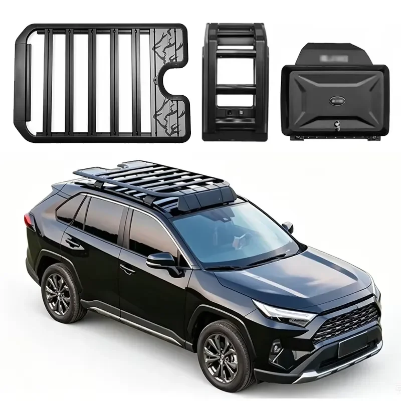 Aluminum Alloy Car Roof Cargo Luggage Rack Baskets Side Ladder Side Box for RAV4 TRD Off-Road 2020-2026