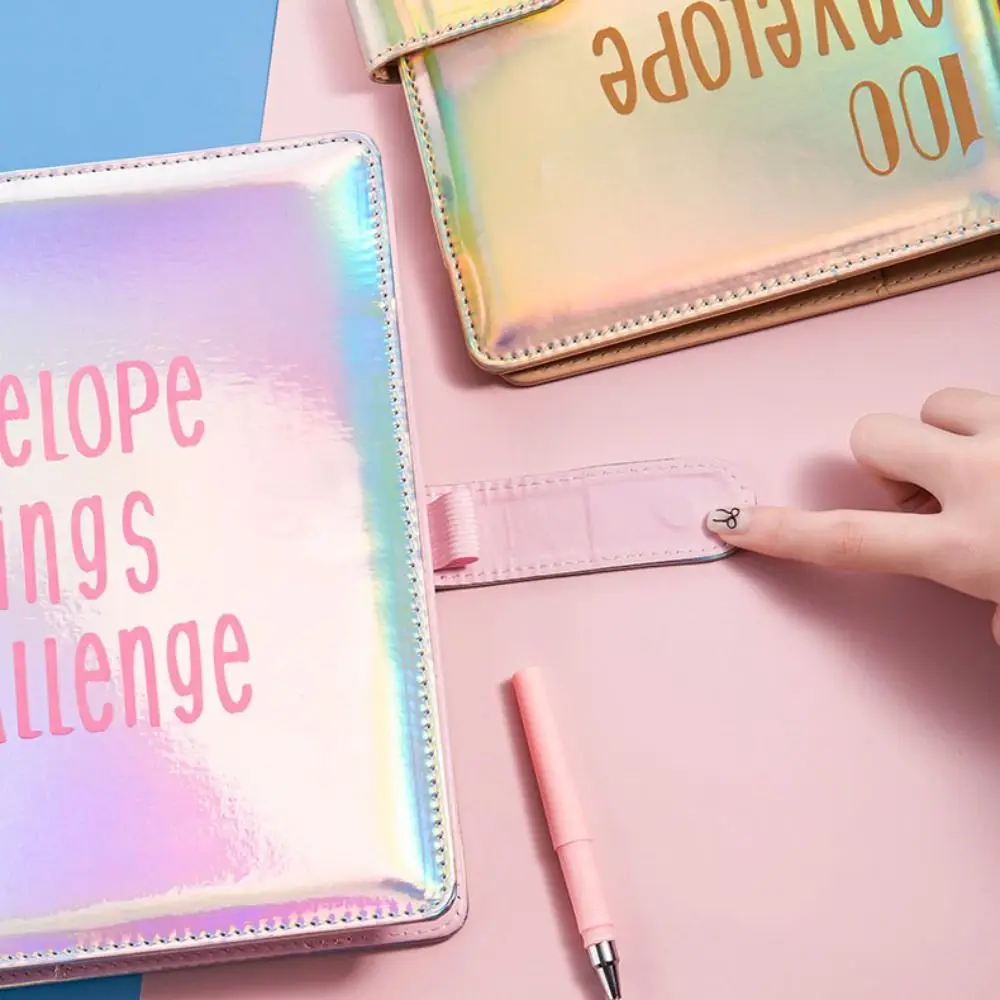 A5 Size Challenge Budget Binder 100 Day Envelope 100Envelopes Challenge Notebook Dazzling Colors Loose-Leaf Binder