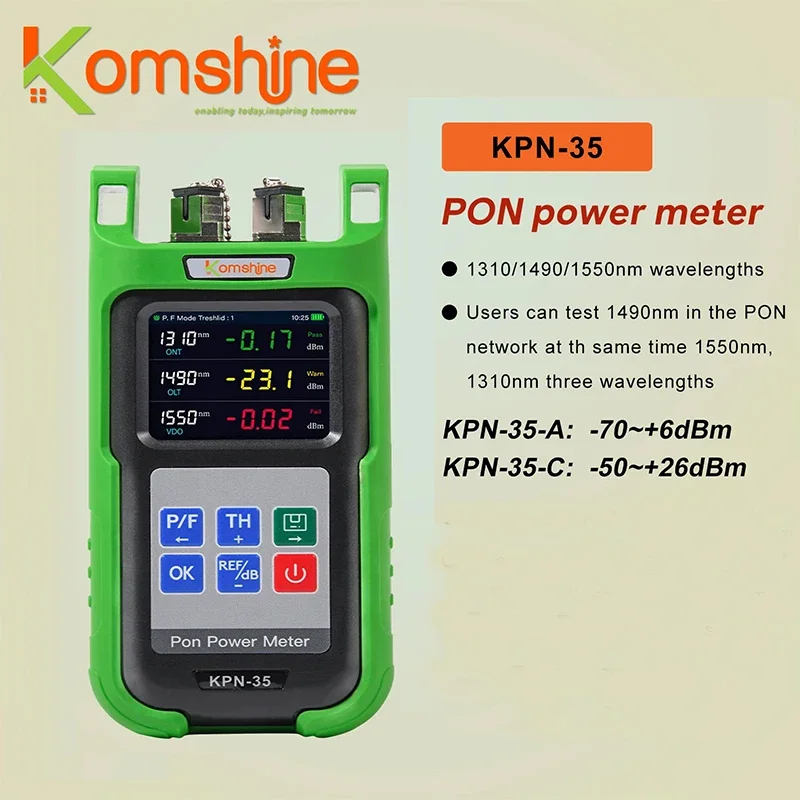 Medidor de potencia óptica KPN-35 PON Komshine 0,1 dB resolución 1490nm 1550nm 1310nm para pruebas de red PON